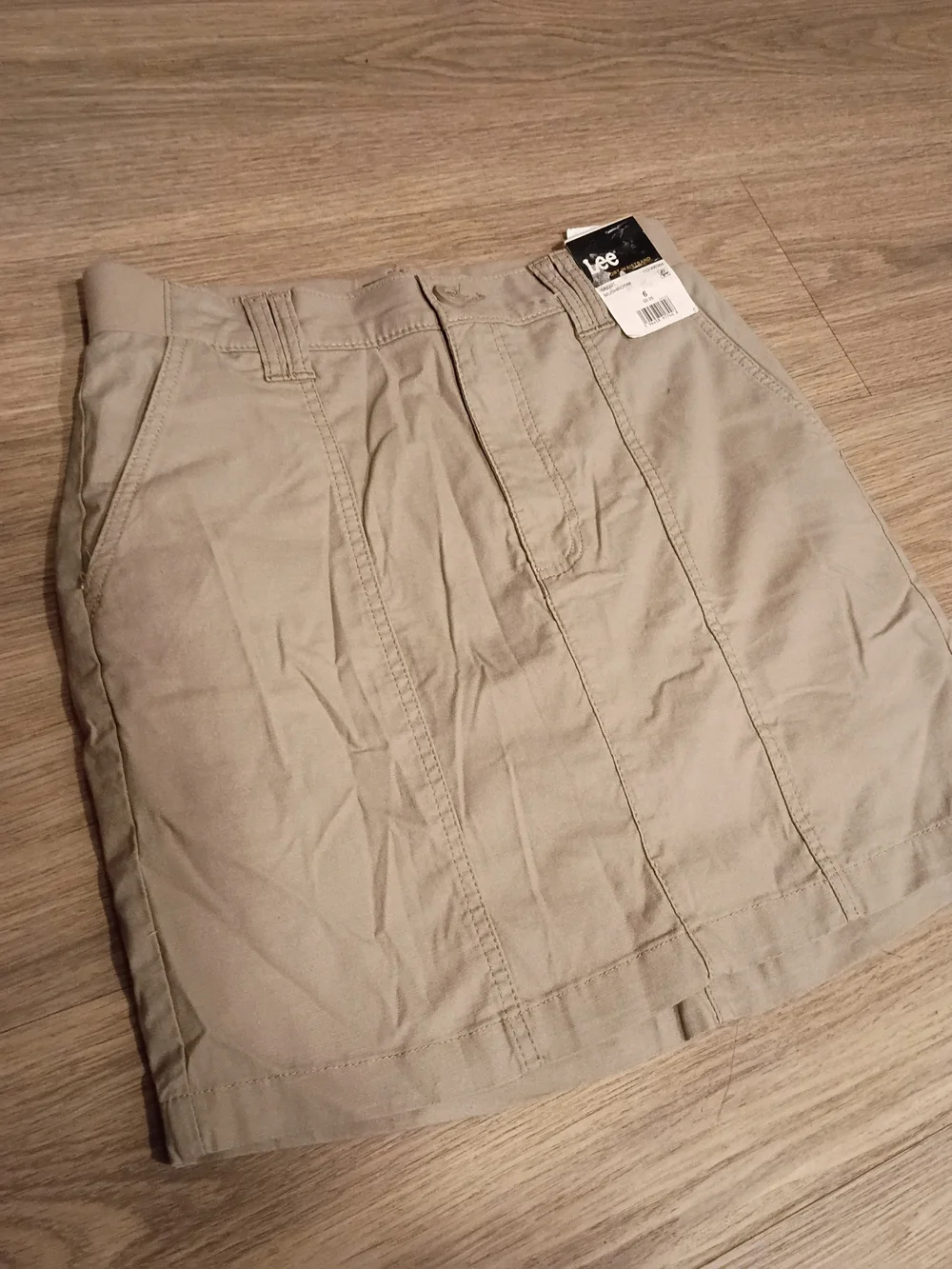 Lee Women's Khaki Mini Skirt with Front Seam Detail